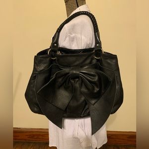 Bebe bow vintage leather shoulder bag